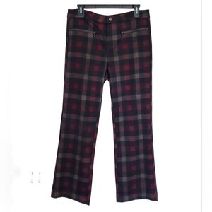 Oat New York Plaid Pants Trousers | Size 29 Straight Ankle Maroon/Gray/Tan